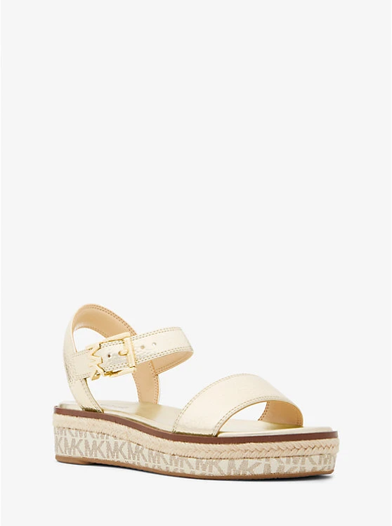 Richie Metallic Faux Leather And Logo Platform Espadrille 3 Richie Metallic Faux Leather And Logo Platform Espadrille