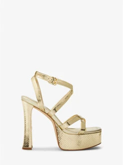 Paola Metallic Snake Embossed Leather Platform Sandal -Michael Michael Kors Shop 40S3PLHS1M 0705 2