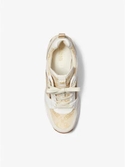 Georgie Metallic Empire Logo Jacquard And Leather Trainer -Michael Michael Kors Shop 43S3GEFS4Y 0388 5