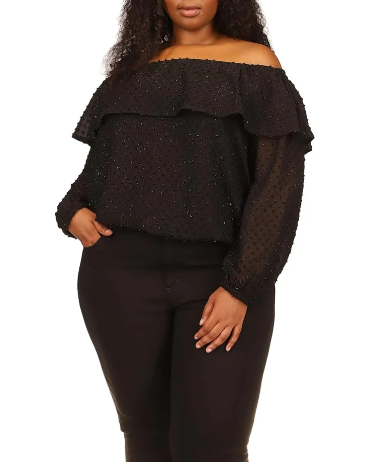 MICHAEL Michael Kors Plus Size Clip Chiffon Off Shoulder Top 3 MICHAEL Michael Kors Plus Size Clip Chiffon Off Shoulder Top