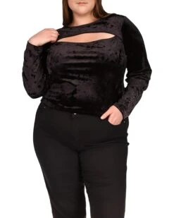 MICHAEL Michael Kors Plus Size Velvet Cutout Long Sleeve Top