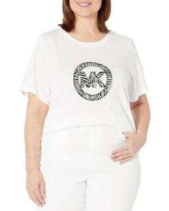 MICHAEL Michael Kors Plus Size Zebra Charm Short Sleeve Logo Tee