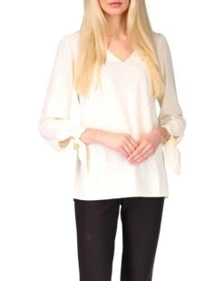 MICHAEL Michael Kors V-Neck Tie Sleeve Top