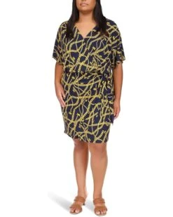 MICHAEL Michael Kors Plus Size Print Tie Faux Wrap Dress