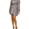 MICHAEL Michael Kors Foil Paisley Long Sleeve Flounce Dress