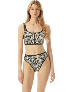 MICHAEL Michael Kors Zebra Zip Front Bikini Top