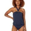 MICHAEL Michael Kors Iconic Solids Logo Ring Trim Halter Blouson One-Piece With Hidden U Wire -Michael Michael Kors Shop 71O7PvFkl1S. AC SR736920