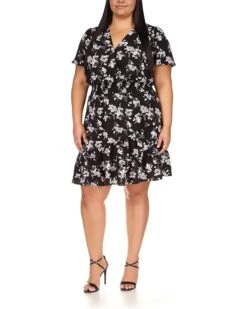 MICHAEL Michael Kors Plus Size Botanical Short Sleeve Wrap Dress