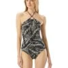 MICHAEL Michael Kors Sonoran Palm Logo Ring Halter One-Piece