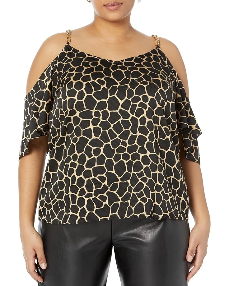 MICHAEL Michael Kors Plus Size Giraffe Cold-Shoulder Chain Top 3 MICHAEL Michael Kors Plus Size Giraffe Cold-Shoulder Chain Top