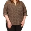 MICHAEL Michael Kors Plus Size Multi Paisley Lock Zip Shirt