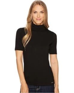 MICHAEL Michael Kors Short Sleeve Solid Mock Neck