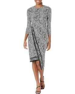 MICHAEL Michael Kors Petite Zebra Asymmetrical Border Midi Dress