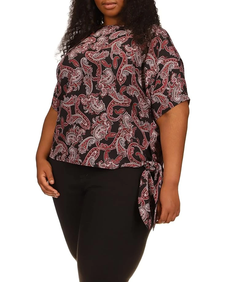 MICHAEL Michael Kors Plus Size Pop French Paisley Tie Top 3 MICHAEL Michael Kors Plus Size Pop French Paisley Tie Top