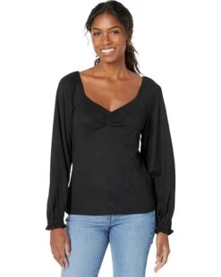 MICHAEL Michael Kors Petite Long Sleeve Puff Sleeve Ruched Top