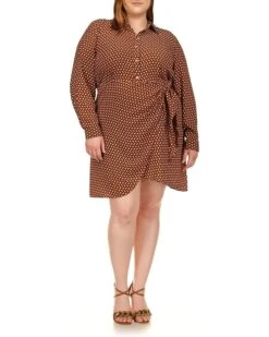 MICHAEL Michael Kors Plus Size Geo Button-Down Tie Dress