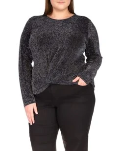 MICHAEL Michael Kors Plus Size Twist Hem Long Sleeve Top