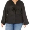 MICHAEL Michael Kors Plus Size Solid Long Sleeve Tie Blouse -Michael Michael Kors Shop 81sqfH4mBL. AC SR736920