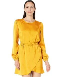 MICHAEL Michael Kors Satin Long Sleeve Flounce Dress