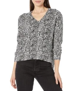 MICHAEL Michael Kors Printed Zebra Boxy V-Neck