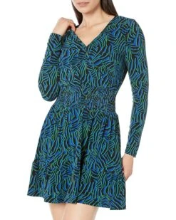 MICHAEL Michael Kors Long Sleeve Zebra Smock Waist Dress