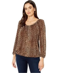 MICHAEL Michael Kors Leopard Peasant Top