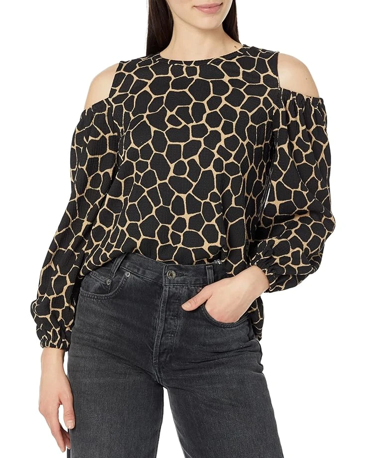MICHAEL Michael Kors Giraffe Cold-Shoulder Blouse 3 MICHAEL Michael Kors Giraffe Cold-Shoulder Blouse