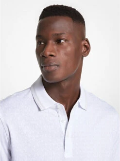 Greenwich Logo Print Cotton Jersey Polo Shirt -Michael Michael Kors Shop CS250V85KS 0100 8