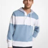 Striped Cotton Blend Terry Rugby Hoodie