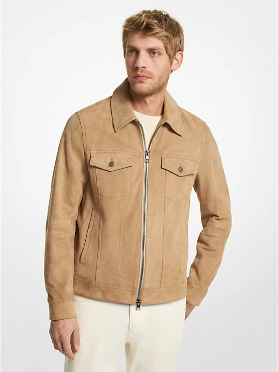 Suede Zip-Up Trucker Jacket 3 Suede Zip-Up Trucker Jacket