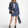 Faux Fur Trim Empire Logo Jacquard Denim Utility Jacket -Michael Michael Kors Shop MF310629NJ 0406 1