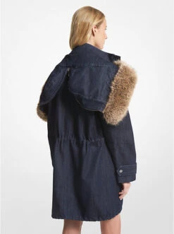 Faux Fur Trim Denim Anorak 5 Faux Fur Trim Denim Anorak -Michael Michael Kors Shop MF320CQM24 0406 2