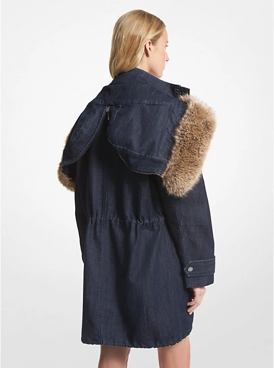 Faux Fur Trim Denim Anorak 4 Faux Fur Trim Denim Anorak - Image 2