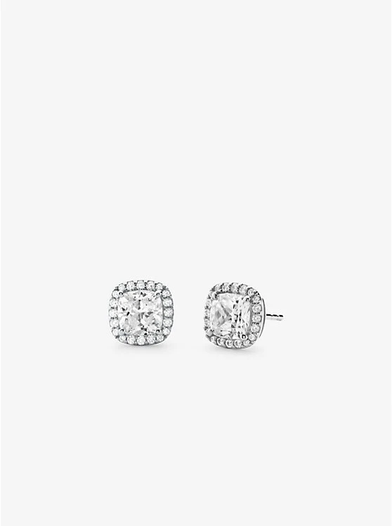 Precious Metal-Plated Sterling Silver Pavé Stud Earrings 3 Precious Metal-Plated Sterling Silver Pavé Stud Earrings