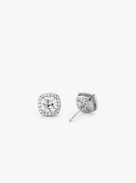 Precious Metal-Plated Sterling Silver Pavé Stud Earrings 4 Precious Metal-Plated Sterling Silver Pavé Stud Earrings - Image 2