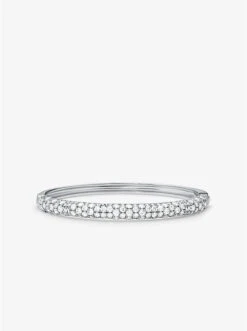Precious Metal-Plated Sterling Silver Pavé Bangle