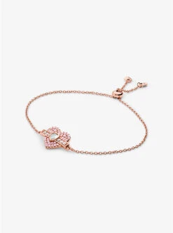 14K Rose-Gold Plated Sterling Silver Pavé Heart Bracelet