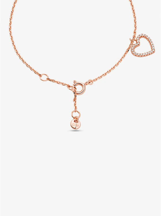14K Rose Gold-Plated Sterling Silver Pavé Heart Bracelet 4 14K Rose Gold-Plated Sterling Silver Pavé Heart Bracelet - Image 2