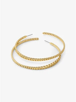 14K Gold-Plated Brass Curb Link Hoop Earrings -Michael Michael Kors Shop MKJ7782 0710 2