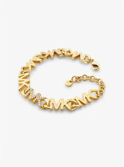 14K Gold Plated-Plated Brass Pavé Logo Chain Bracelet 5 14K Gold Plated-Plated Brass Pavé Logo Chain Bracelet -Michael Michael Kors Shop MKJ7953 0710 2