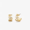 14K Gold-Plated Brass Pavé Logo Small Hoop Earrings